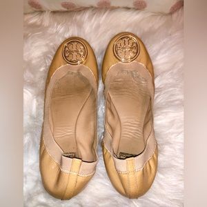 Tory Burch Nude Patent Leather Flats
